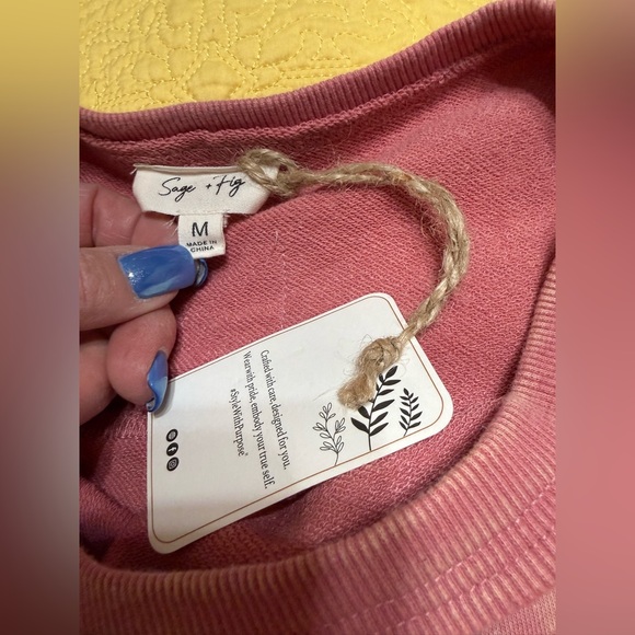 H022 NWT Sage + Fig Top M pp27 Pants L W15 Dusty Pink Bow Lounge Pants Set - Picture 10 of 16